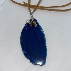 Sliced blue  dyed Agate Necklace